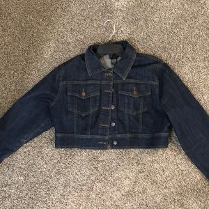 Cropped blue jean jacket.